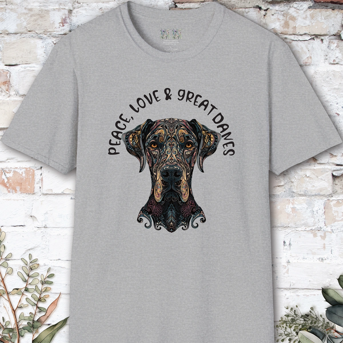 Peace Love & Great Danes #2, Short Sleeve Unisex Tee