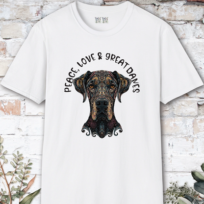 Peace Love & Great Danes #2, Short Sleeve Unisex Tee