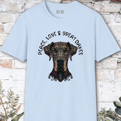 Peace Love & Great Danes #2, Short Sleeve Unisex Tee
