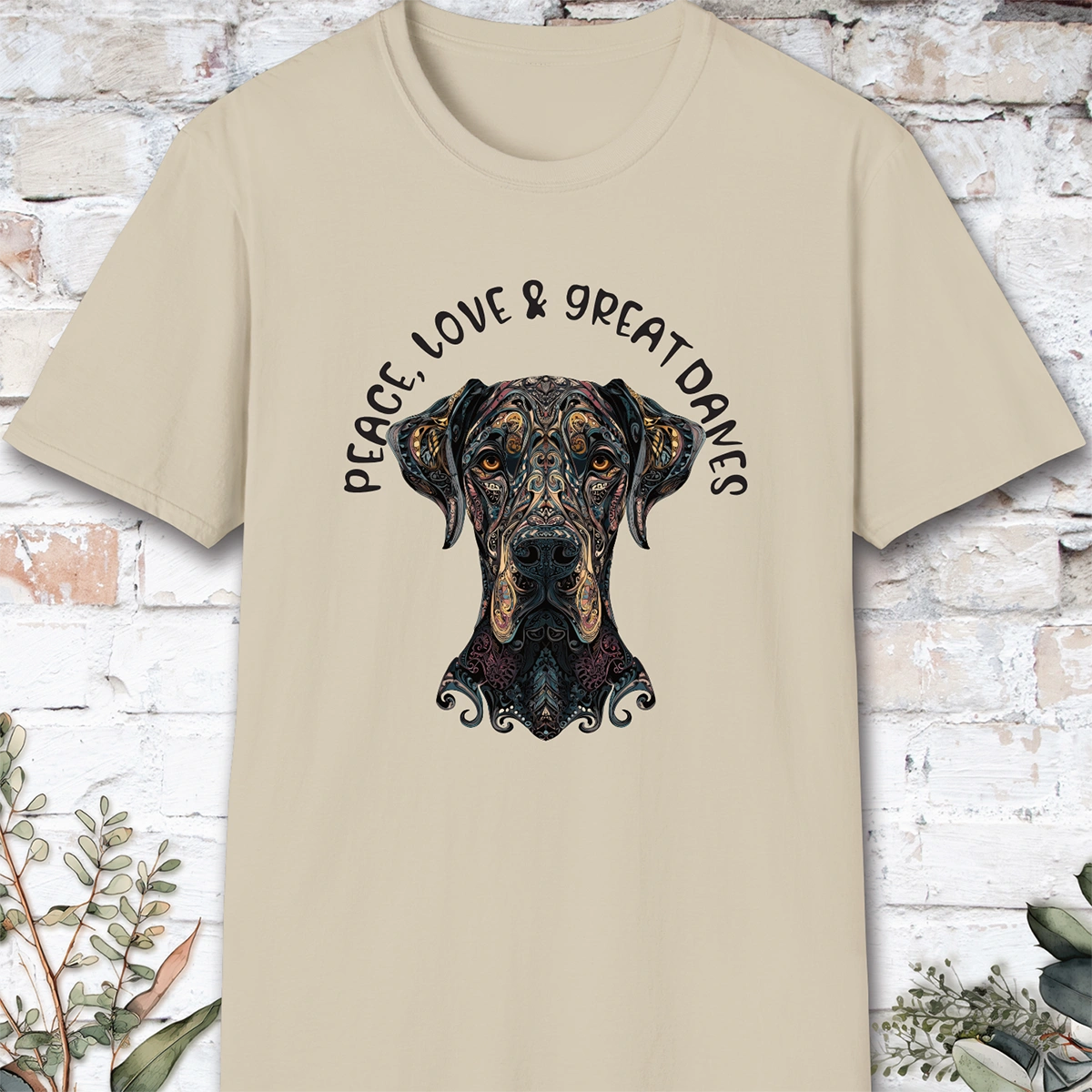 Peace Love & Great Danes #2, Short Sleeve Unisex Tee