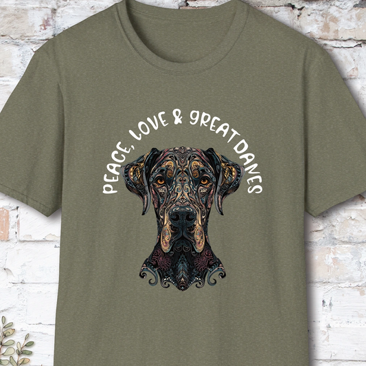 Peace Love & Great Danes #2, Short Sleeve Unisex Tee