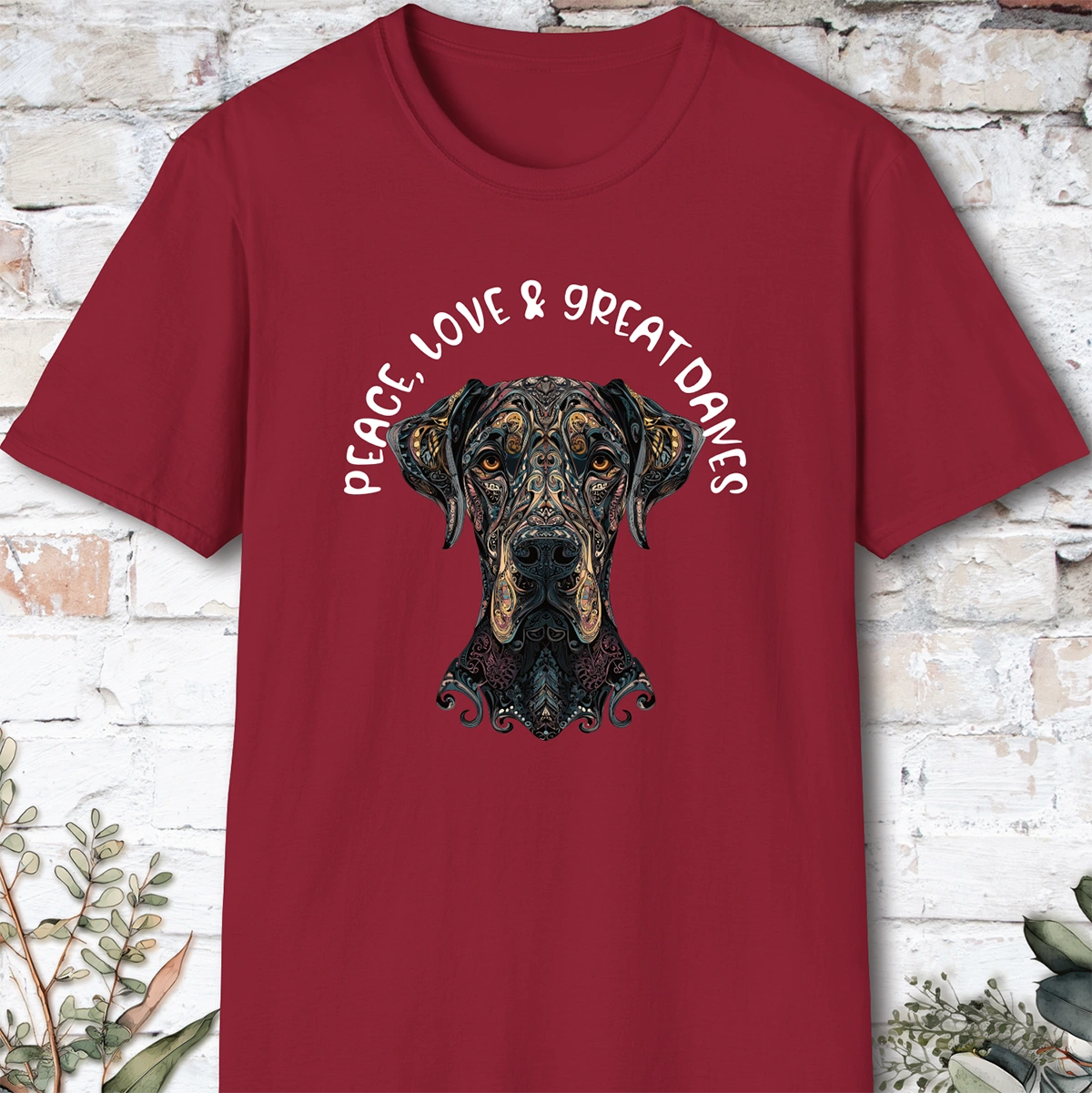 Peace Love & Great Danes #2, Short Sleeve Unisex Tee