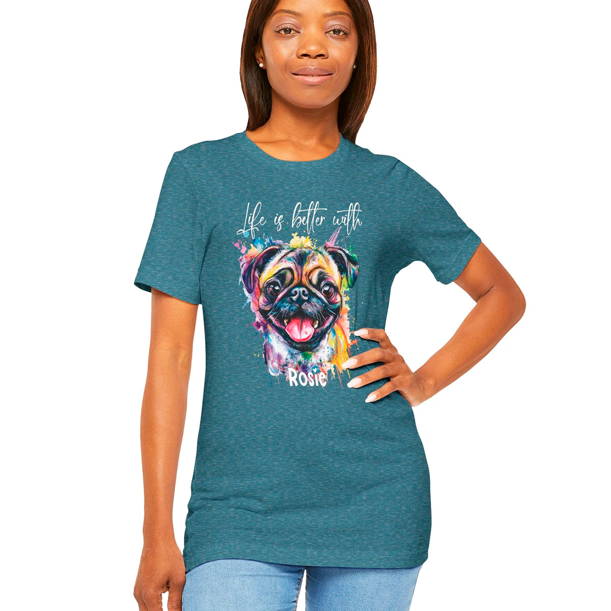 Pug 'Life is better with'  Personalized T shirt