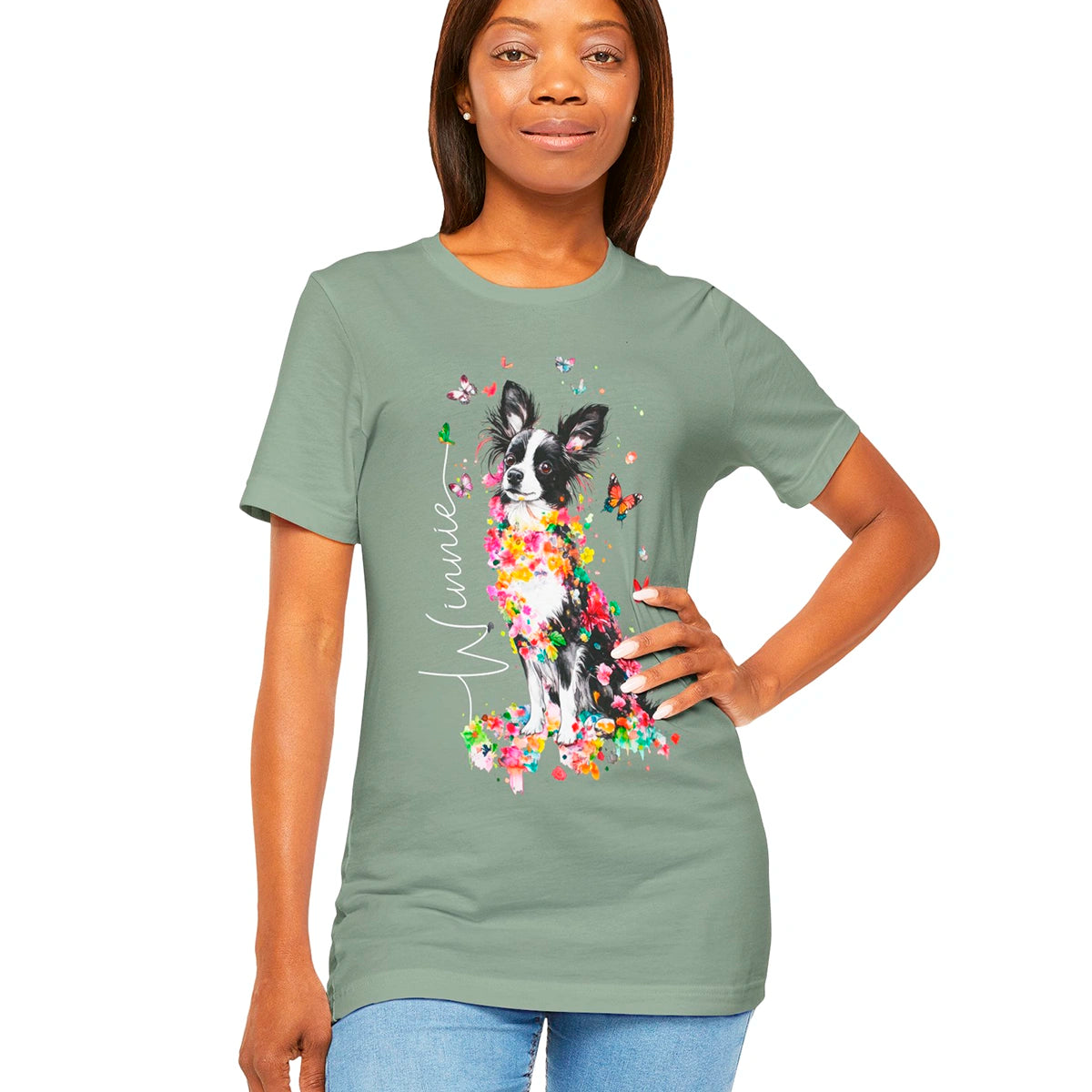 Papillon #2 Floral Personalized T shirt