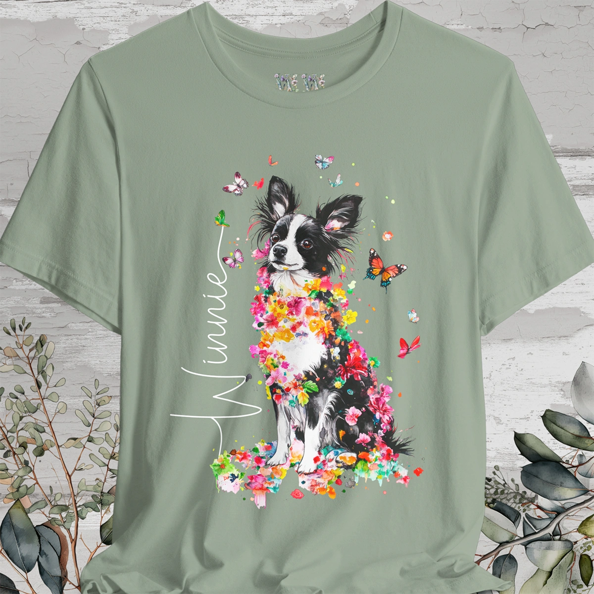 Papillon #2 Floral Personalized T shirt