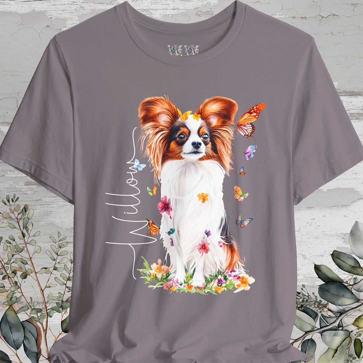 Papillon #2 Floral Personalized T shirt