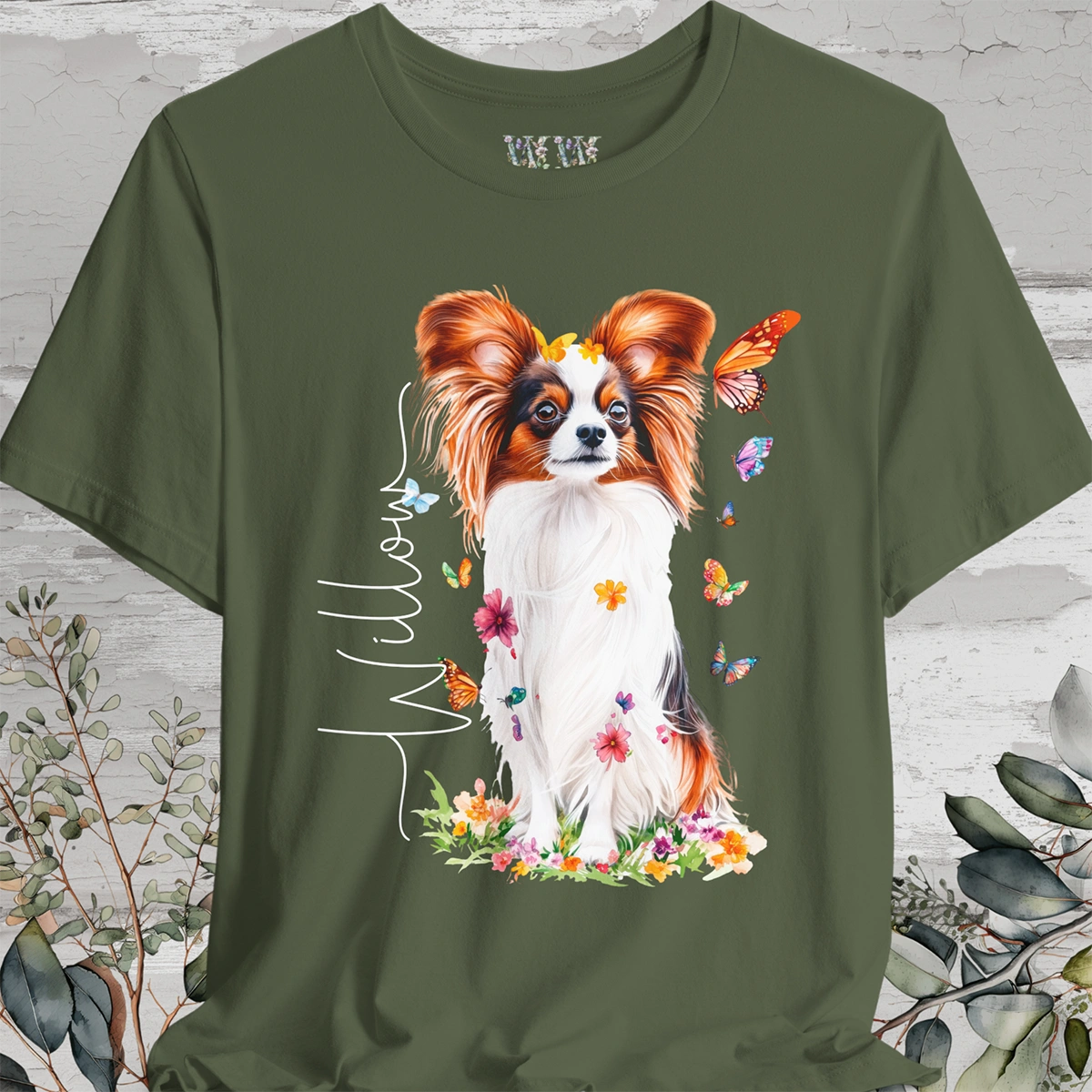 Papillon #2 Floral Personalized T shirt