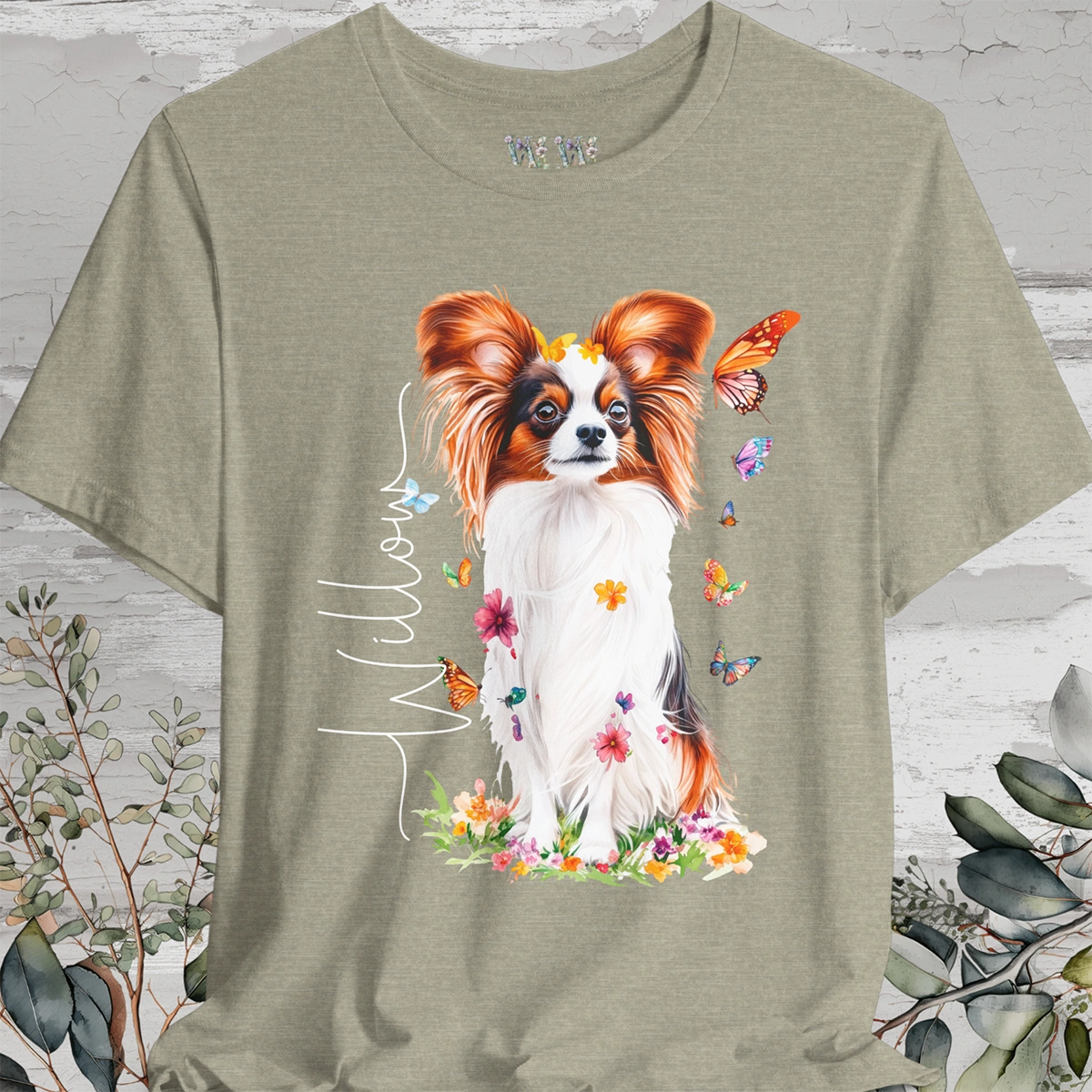 Papillon #2 Floral Personalized T shirt