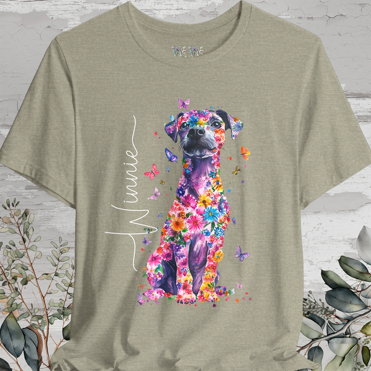 Patterdale Terrier #1 Floral Personalized T shirt