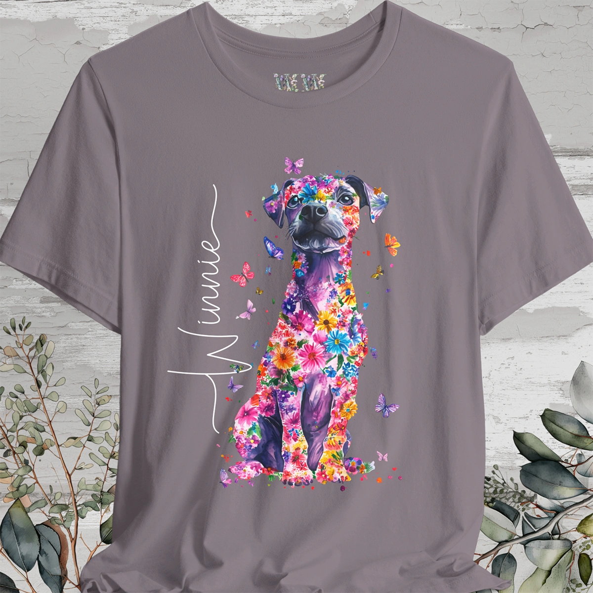 Patterdale Terrier #1 Floral Personalized T shirt