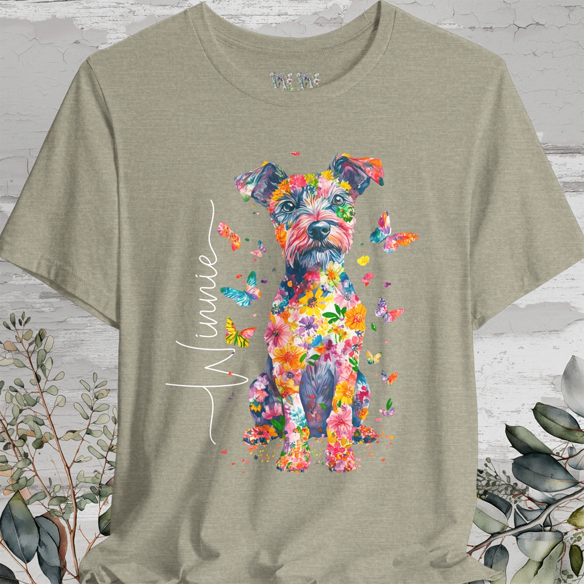 Patterdale Terrier #2 Floral Personalized T shirt