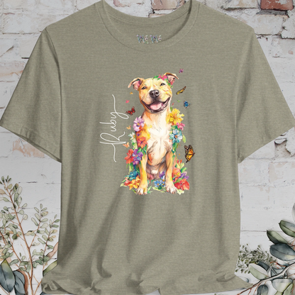 Pit Bull Terrier #4 Floral Personalized T shirt