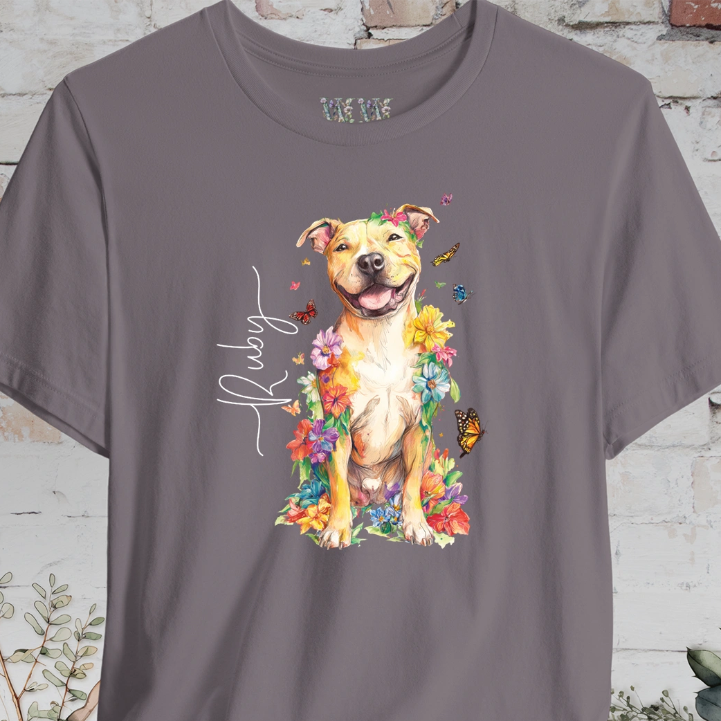 Pit Bull Terrier #4 Floral Personalized T shirt