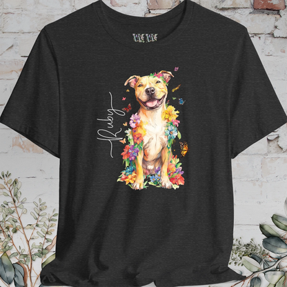 Pit Bull Terrier #4 Floral Personalized T shirt