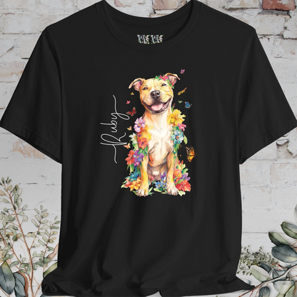 Pit Bull Terrier #4 Floral Personalized T shirt