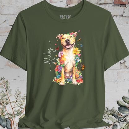 Pit Bull Terrier #4 Floral Personalized T shirt