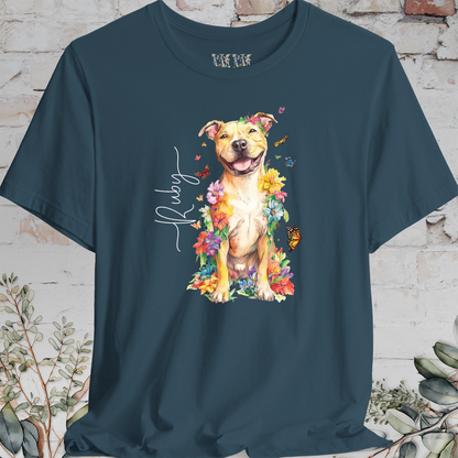 Pit Bull Terrier #4 Floral Personalized T shirt
