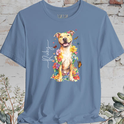 Pit Bull Terrier #4 Floral Personalized T shirt