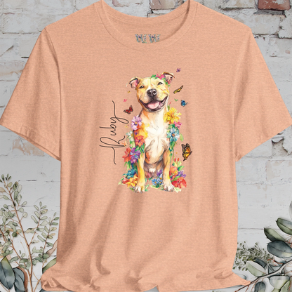 Pit Bull Terrier #4 Floral Personalized T shirt