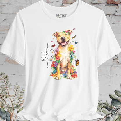 Pit Bull Terrier #4 Floral Personalized T shirt