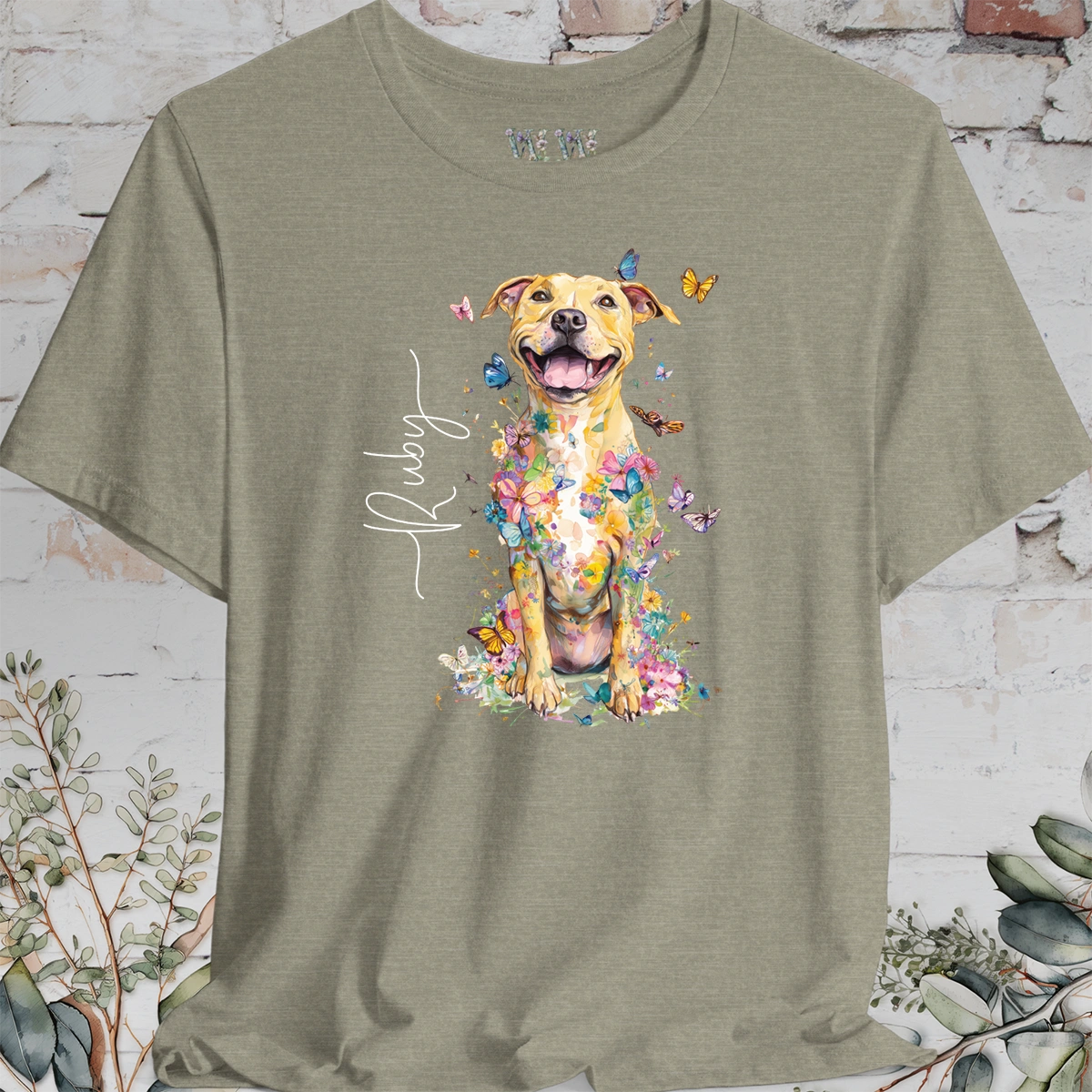 Pit Bull Terrier #5 Floral Personalized T shirt