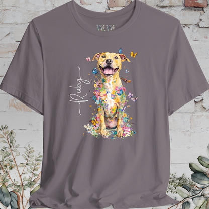 Pit Bull Terrier #5 Floral Personalized T shirt