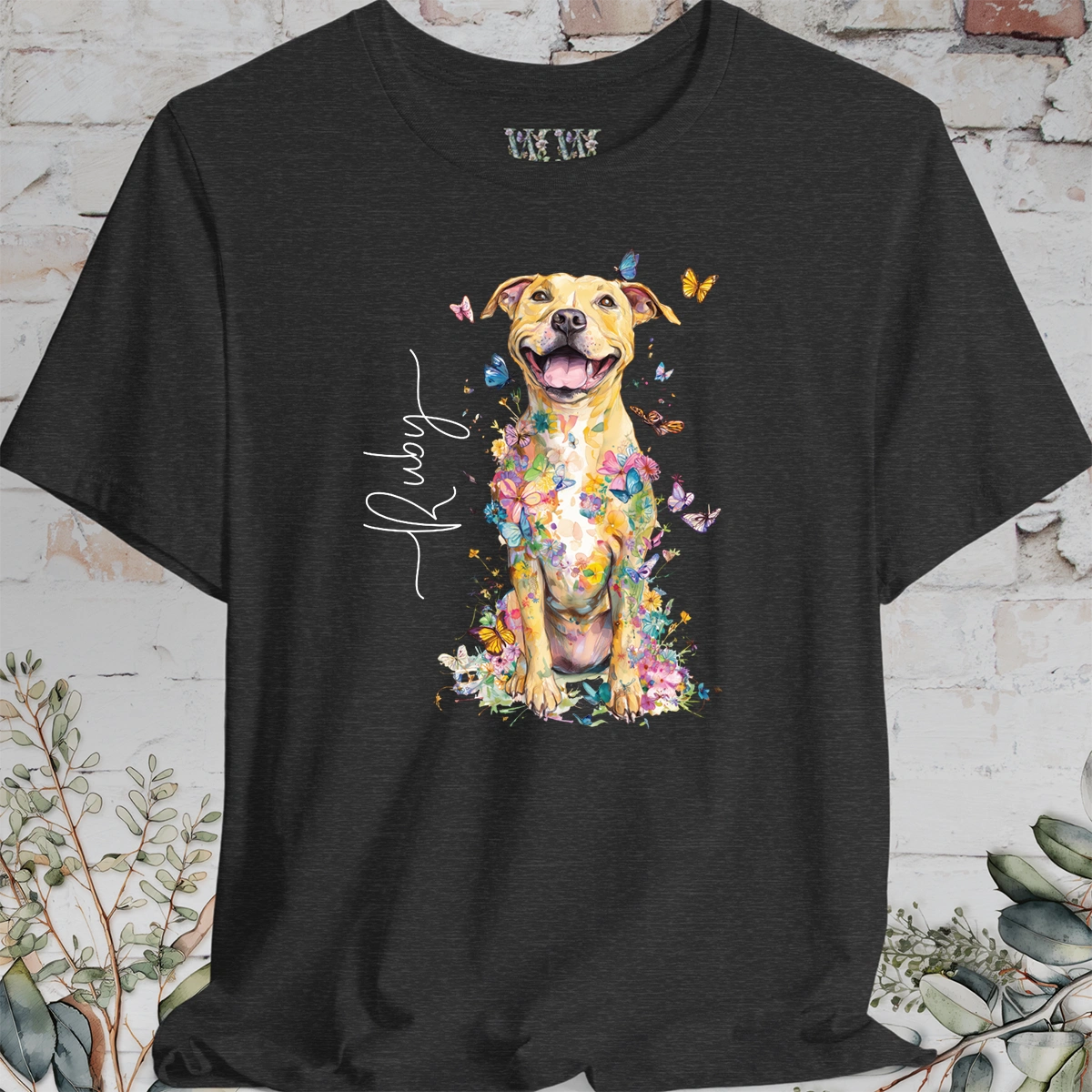 Pit Bull Terrier #5 Floral Personalized T shirt