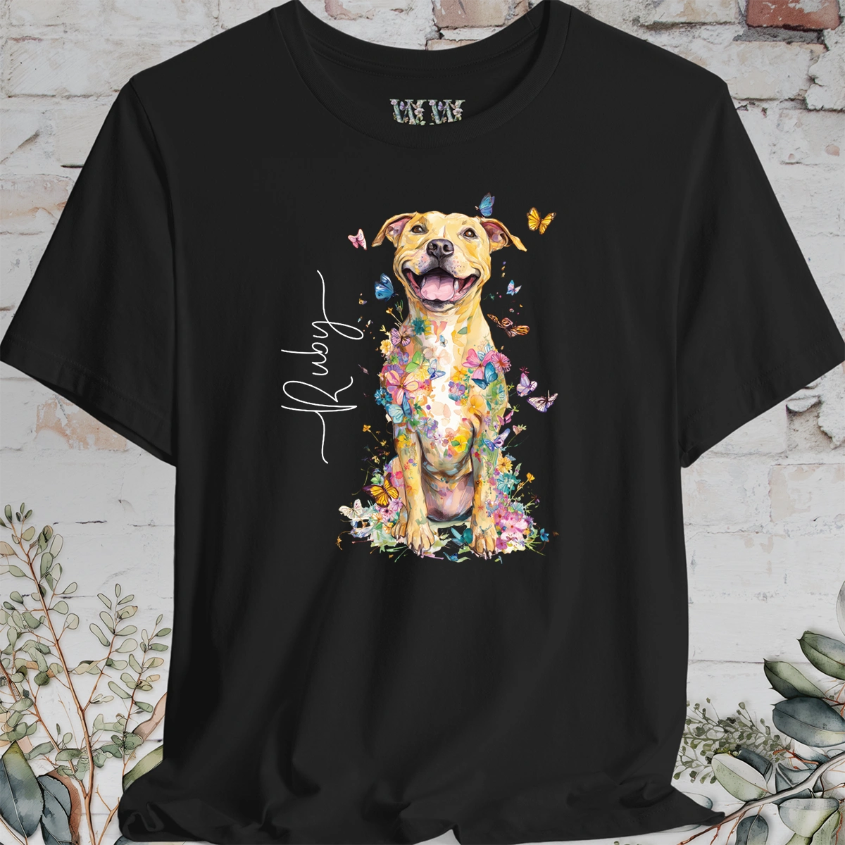 Pit Bull Terrier #5 Floral Personalized T shirt