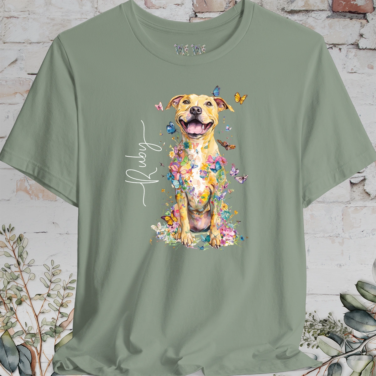 Pit Bull Terrier #5 Floral Personalized T shirt