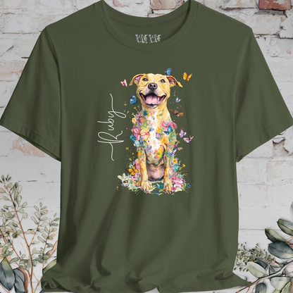 Pit Bull Terrier #5 Floral Personalized T shirt
