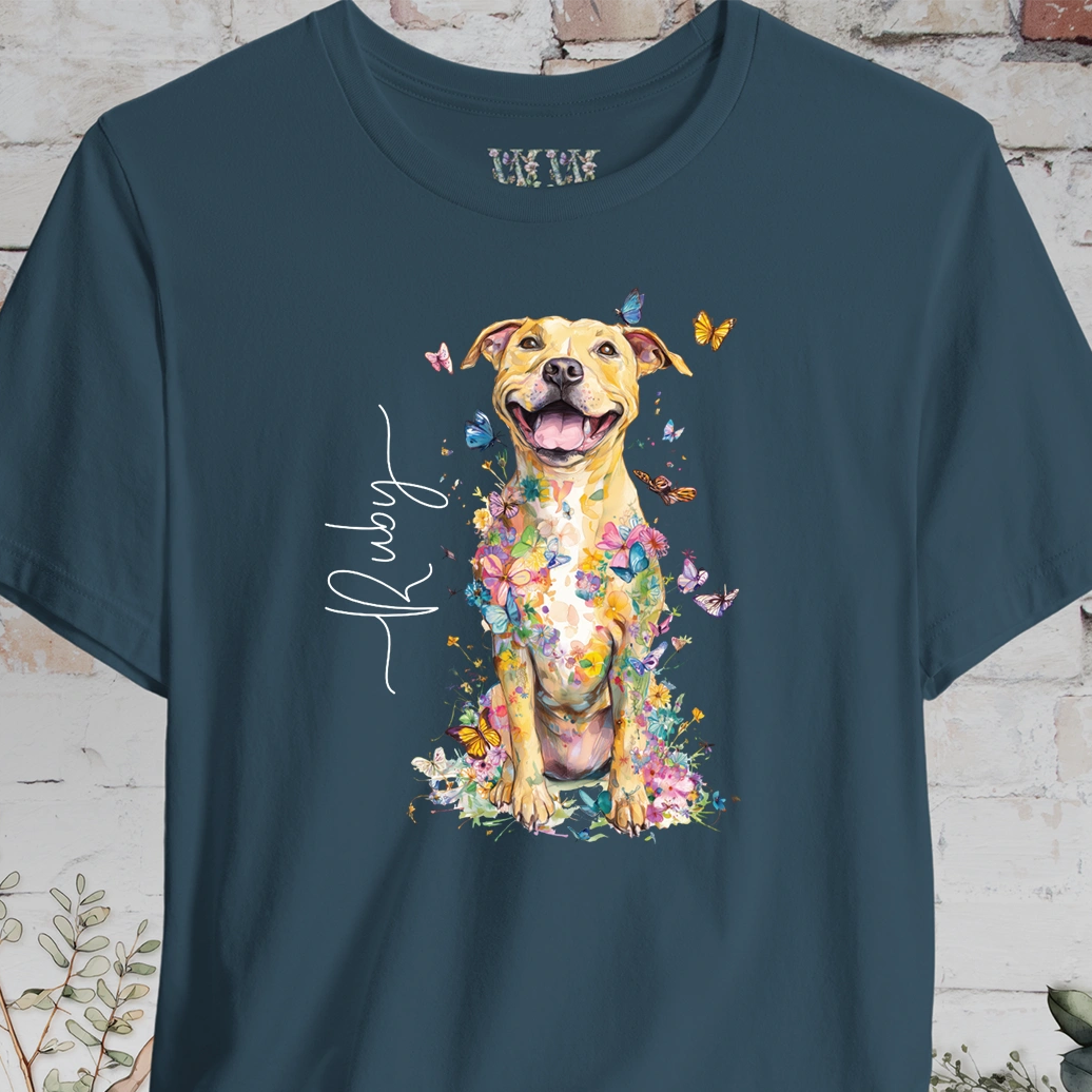 Pit Bull Terrier #5 Floral Personalized T shirt – Whimsy and Wonder