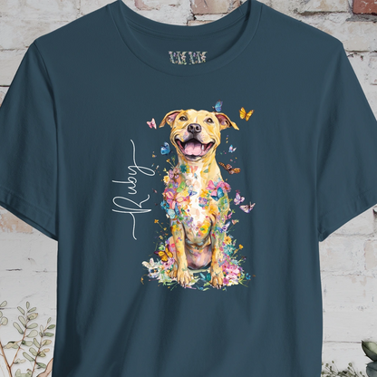 Pit Bull Terrier #5 Floral Personalized T shirt