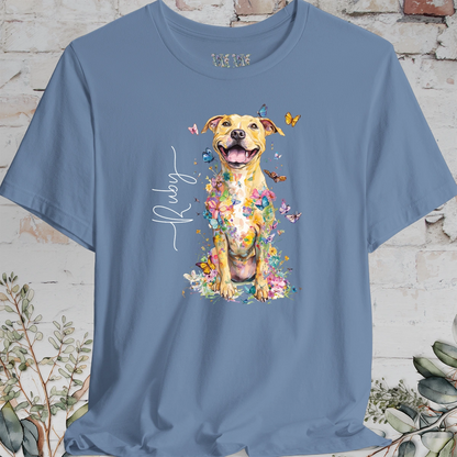 Pit Bull Terrier #5 Floral Personalized T shirt