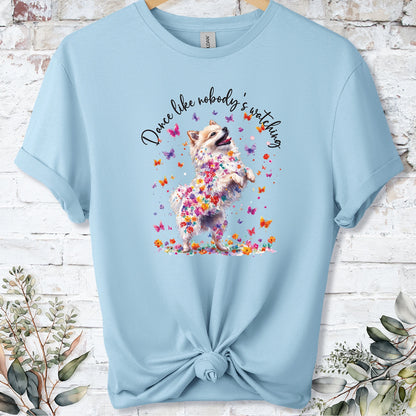Pomeranian #1 "Dance like nobody's watching" unisex T shirt
