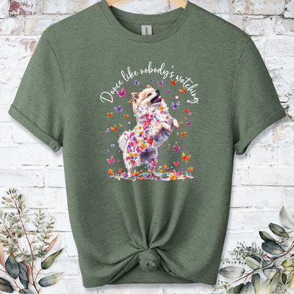 Pomeranian #1 "Dance like nobody's watching" unisex T shirt