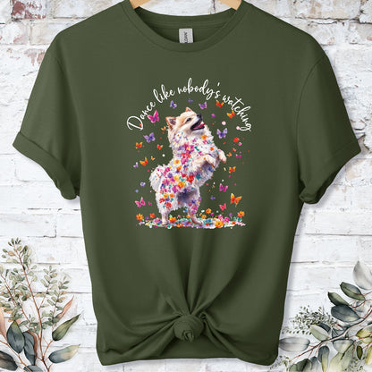 Pomeranian #1 "Dance like nobody's watching" unisex T shirt