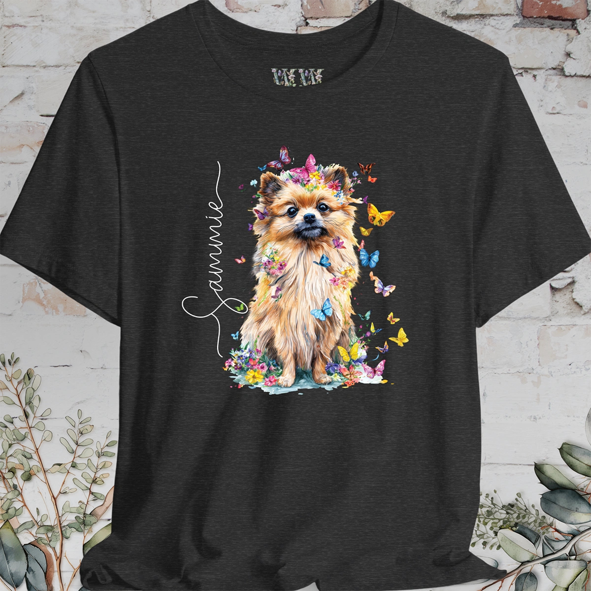 Pomeranian #1 Floral Personalized T shirt