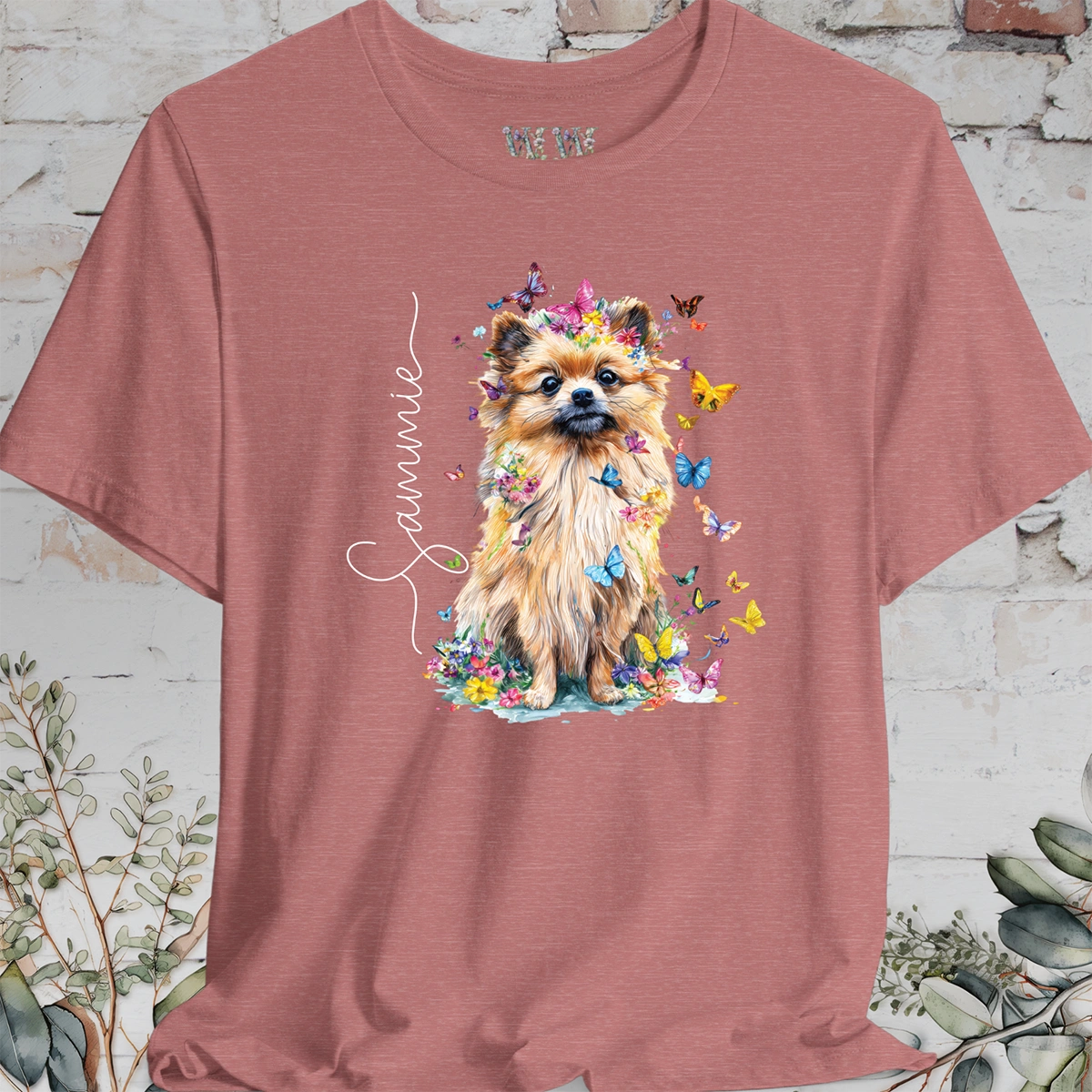 Pomeranian #1 Floral Personalized T shirt