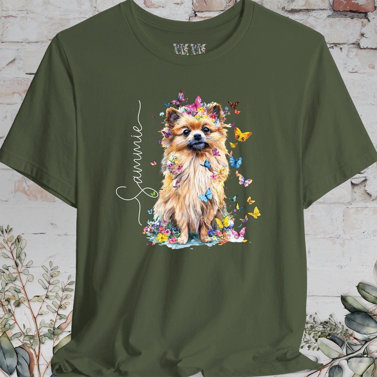 Pomeranian #1 Floral Personalized T shirt