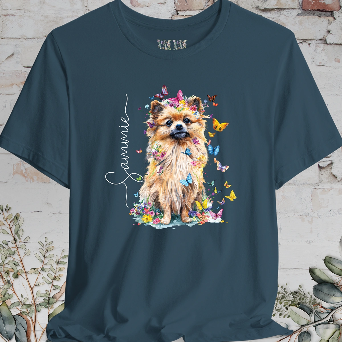 Pomeranian #1 Floral Personalized T shirt