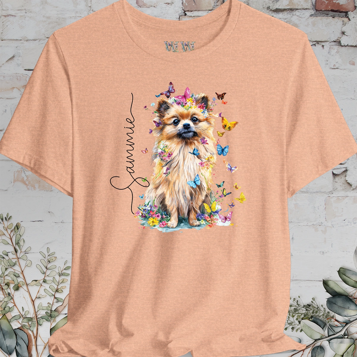 Pomeranian #1 Floral Personalized T shirt