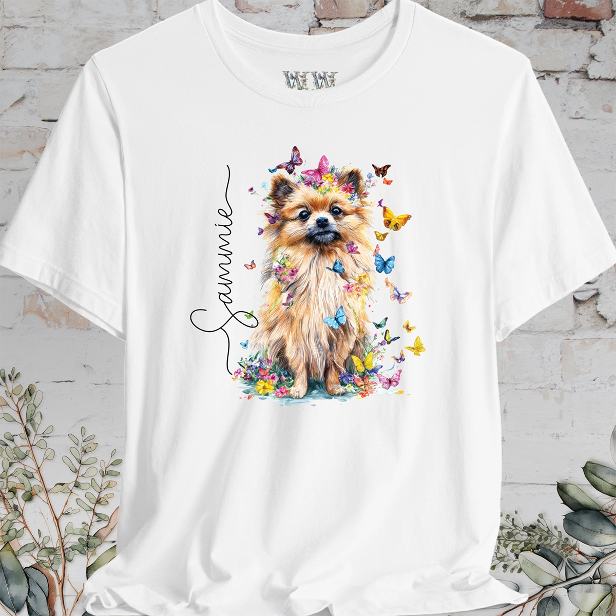 Pomeranian #1 Floral Personalized T shirt