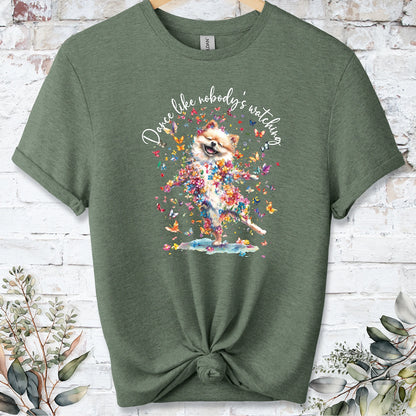 Pomeranian #2 "Dance like nobody's watching" unisex T shirt