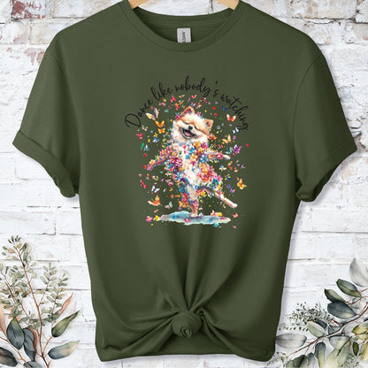 Pomeranian #2 "Dance like nobody's watching" unisex T shirt