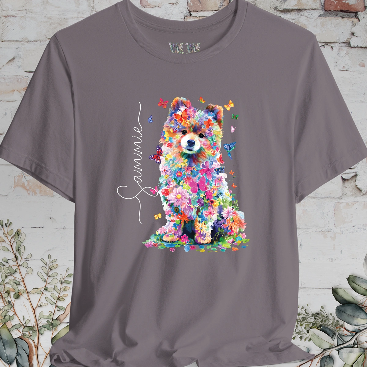 Pomeranian #2 Floral Personalized T shirt