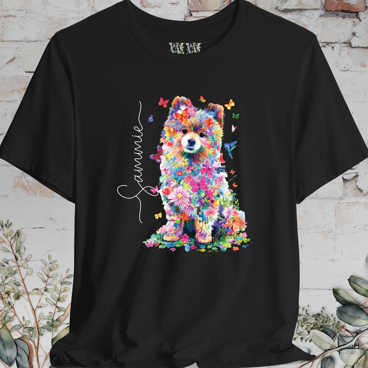 Pomeranian #2 Floral Personalized T shirt