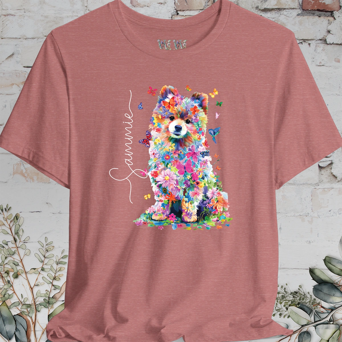 Pomeranian #2 Floral Personalized T shirt