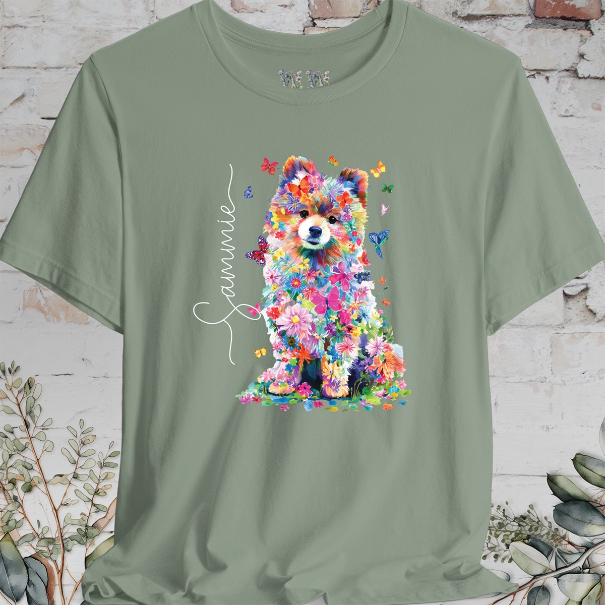 Pomeranian #2 Floral Personalized T shirt