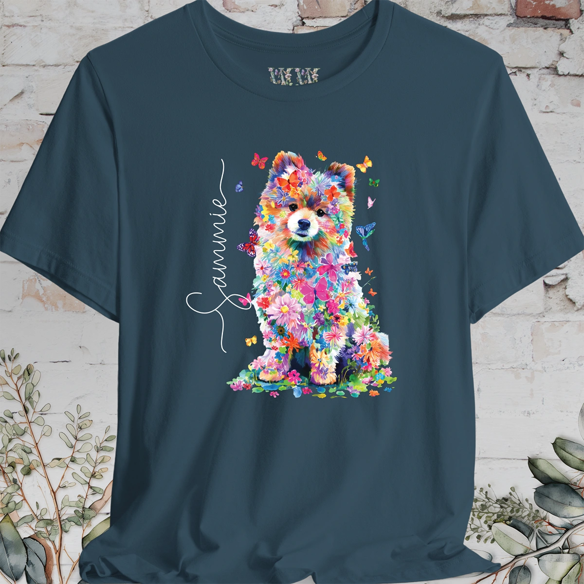 Pomeranian #2 Floral Personalized T shirt