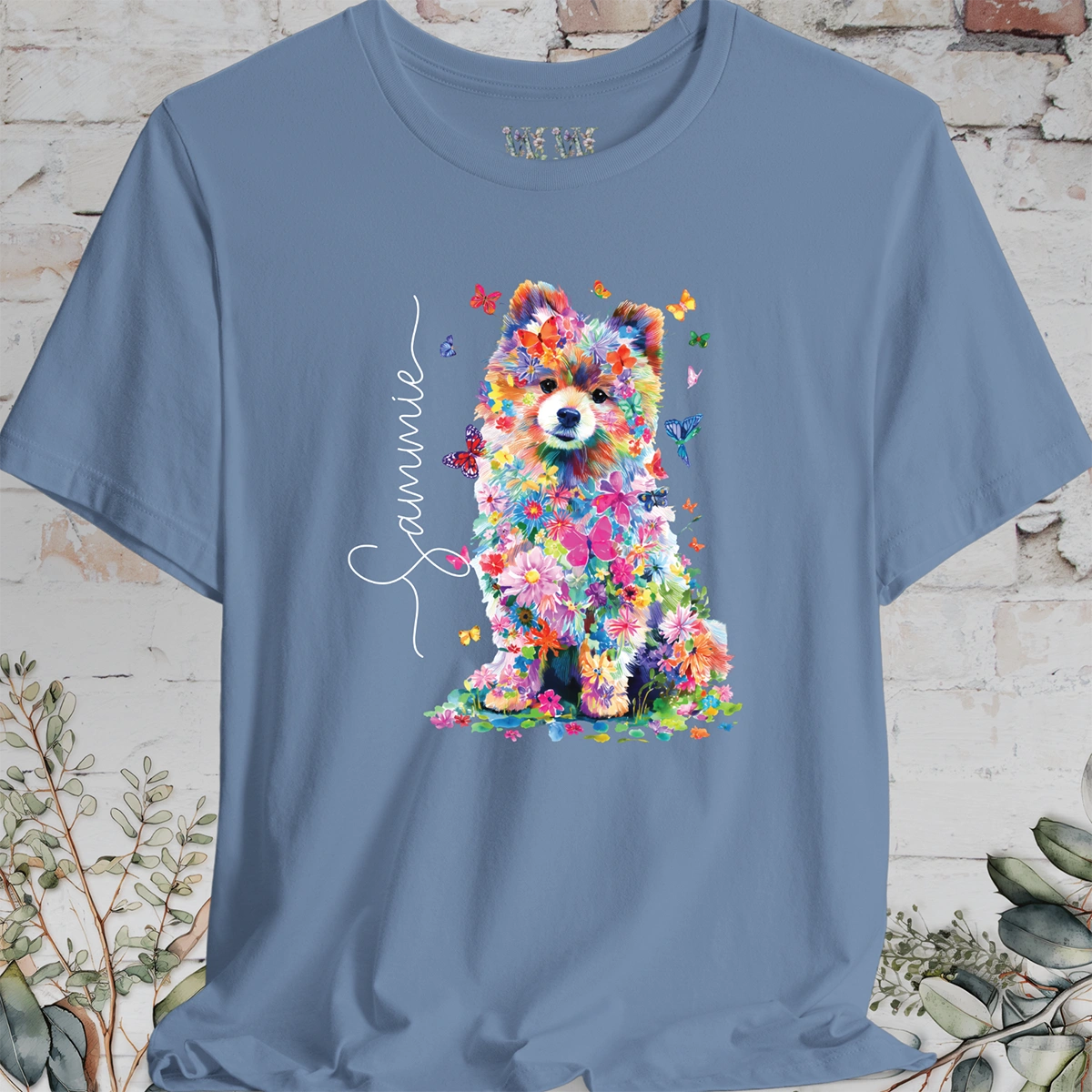 Pomeranian #2 Floral Personalized T shirt